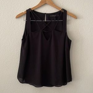 BCBG black blouse with geometric lines size S